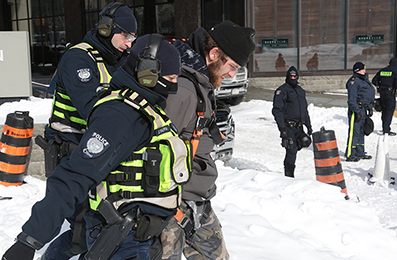 Police Break Up Ottawa Truck Protest : February 2022 : Personal Photo Projects : Photos : Richard Moore : Photographer